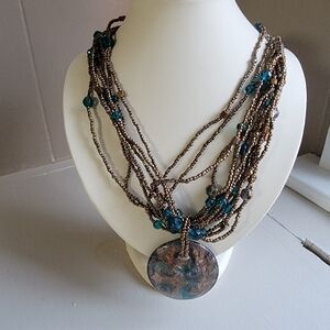 Handmade Turquoise and Brown beade necklace
